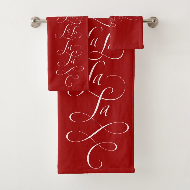 Fa la la lala - Christmas Lettering - Deck the Hal Bath Towel Set (Insitu)
