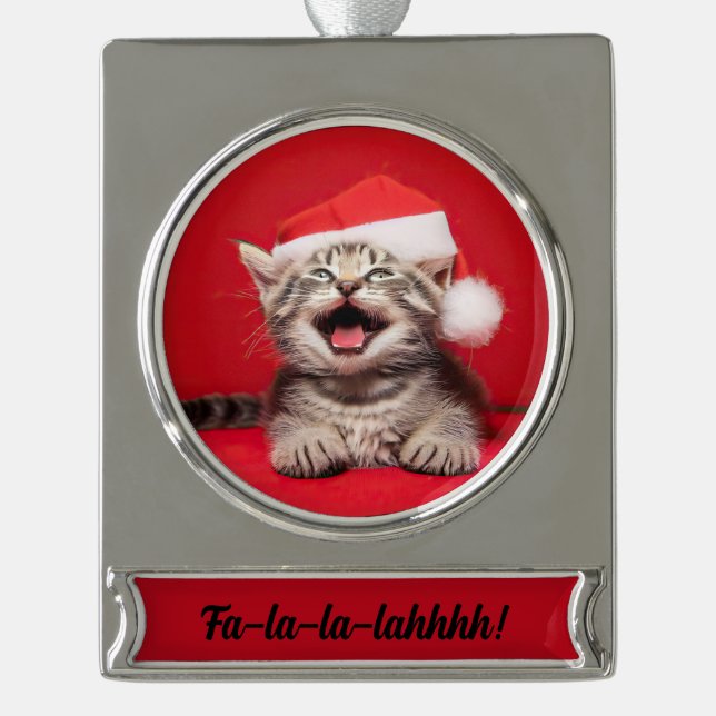 Fa-la-la-lalahhhh! Silver Plated Banner Ornament (Front)
