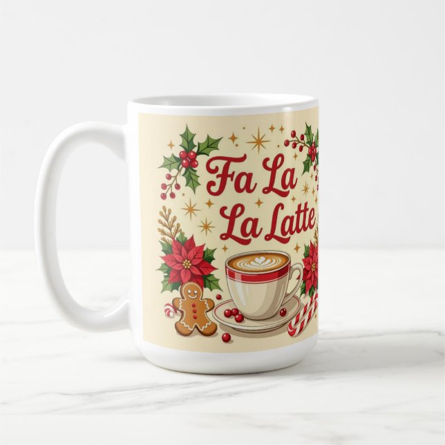 Fa la la latte gingermen cookies coffee mug (Left)