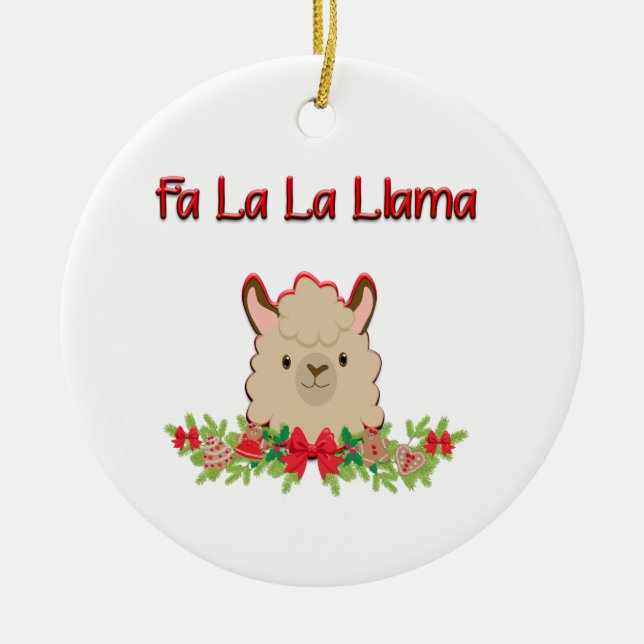 Fa La la Llama Ceramic Ornament (Front)