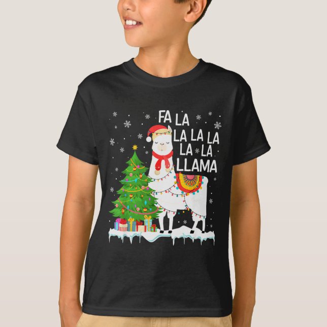 Fa La La Llama Christmas Funny Xmas Pyjamas Animal T-Shirt (Front)