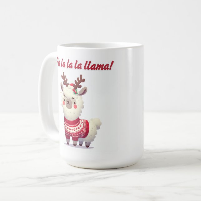 Fa La La Llama Christmas Mug – Fun Holiday Gift (Front Left)