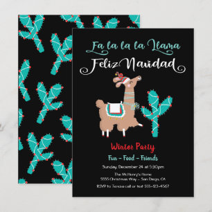 Fa la la Llama Feliz Navidad Holiday Party Card