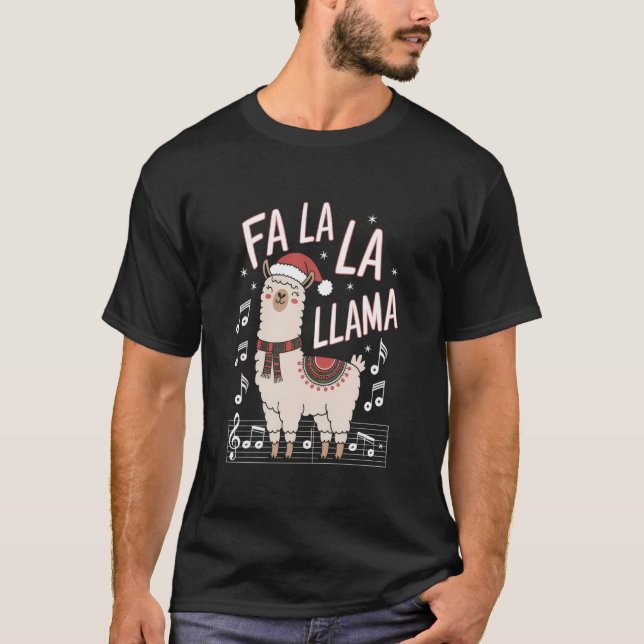 FA La La Llama Funny Christmas Music Theme Llama L T-Shirt (Front)