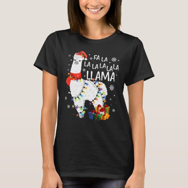 Fa La La Llama Funny Christmas T-Shirt (Front)