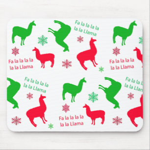 Fa la la Llama Funny Holidays Festive Christmas Mouse Pad
