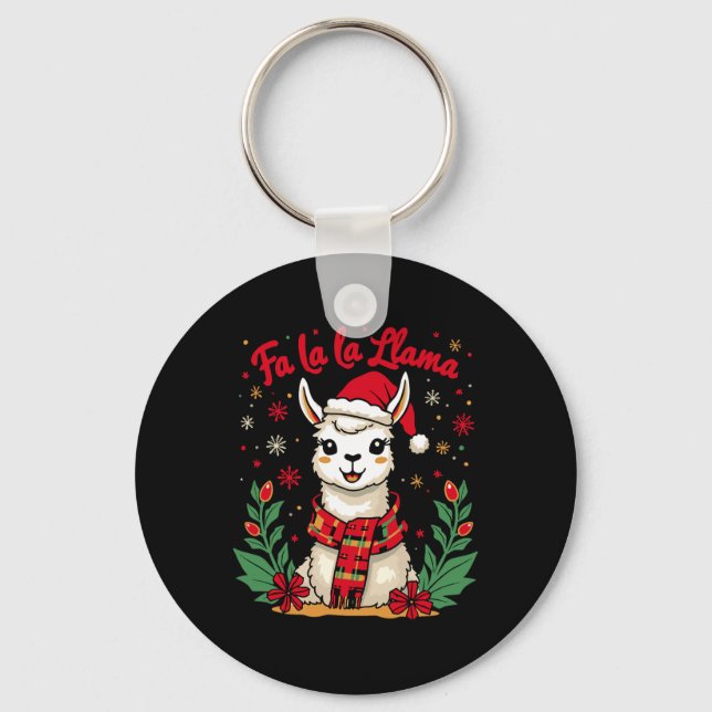 Fa La La Llama Funny Llama Christmas Alpaca Animal Key Ring (Front)