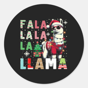 Fa La La Llama Funny Llama Christmas Animal Lover Classic Round Sticker