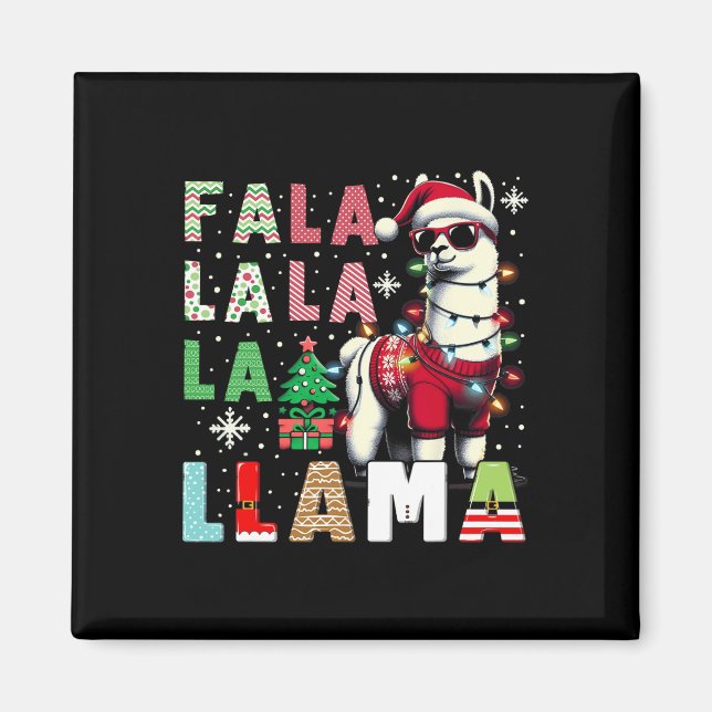 Fa La La Llama Funny Llama Christmas Animal Lover  Magnet (Front)