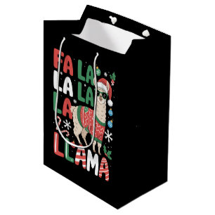 Fa La La Llama Funny Llama Christmas Animal Lover Medium Gift Bag