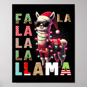 Fa La La Llama Funny Llama Christmas Animal Lover Poster