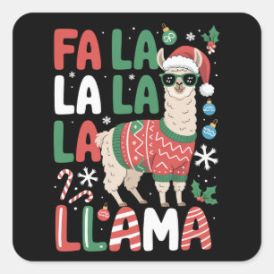 Fa La La Llama Funny Llama Christmas Animal Lover Square Sticker