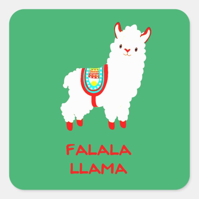 Fa La La Llama Holiday Square Sticker (Front)