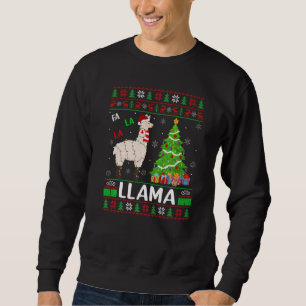 Fa La La Llama Lighting Xmas Tree Ugly Llama Chris Sweatshirt