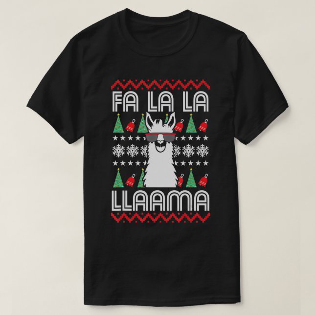 Fa La La Llama Pyjamas Alpaca Christmas Gift, Fa L T-Shirt (Design Front)