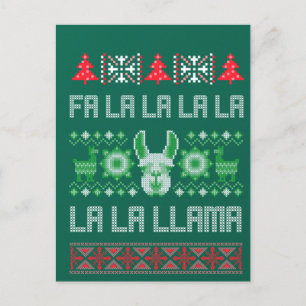 Fa La La Llama Shirt - Ugly Christmas Sweater Llam Postcard