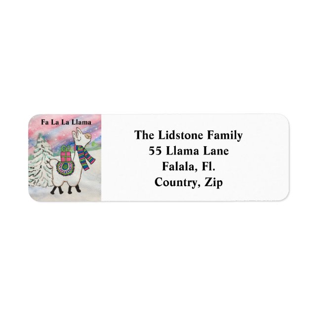 Fa La La Llama Whimsical Christmas Address Labels (Front)