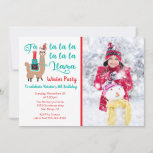 Fa la la Llama Winter christmas photo card party