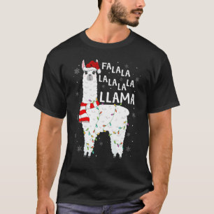 Fa La La Llama Xmas Lights Santa Hat Llama Christm T-Shirt