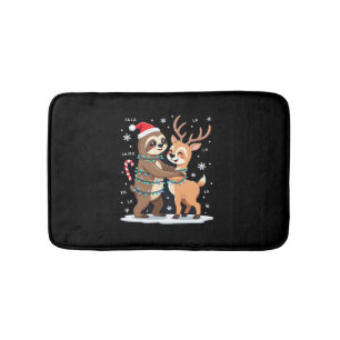 Fa La La Llama Xmas Lights Sloth Riding Llama Chri Bath Mat