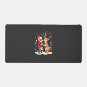 Fa La La Llama Xmas Lights Sloth Riding Llama Chri Desk Mat