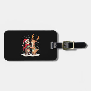 Fa La La Llama Xmas Lights Sloth Riding Llama Chri Luggage Tag
