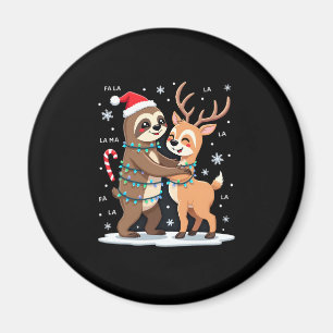 Fa La La Llama Xmas Lights Sloth Riding Llama Chri Magnet
