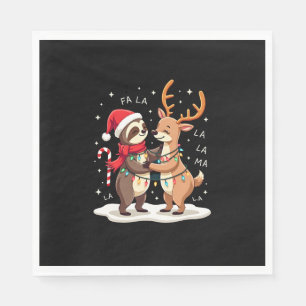 Fa La La Llama Xmas Lights Sloth Riding Llama Chri Napkin