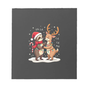 Fa La La Llama Xmas Lights Sloth Riding Llama Chri Notepad