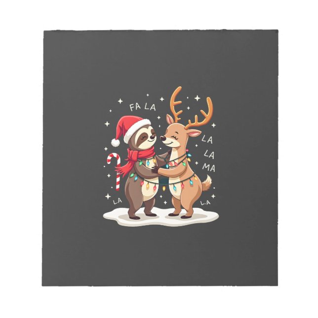 Fa La La Llama Xmas Lights Sloth Riding Llama Chri Notepad (Front)