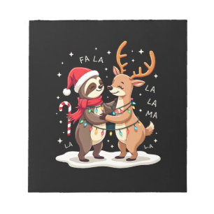 Fa La La Llama Xmas Lights Sloth Riding Llama Chri Notepad