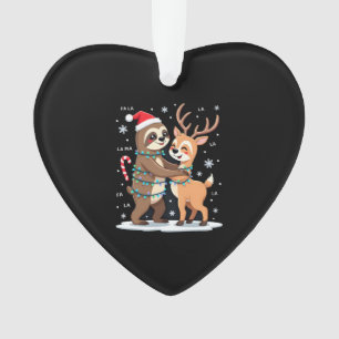 Fa La La Llama Xmas Lights Sloth Riding Llama Chri Ornament