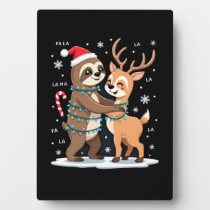 Fa La La Llama Xmas Lights Sloth Riding Llama Chri Plaque