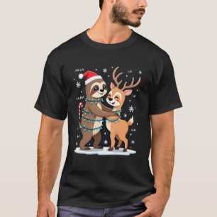 Fa La La Llama Xmas Lights Sloth Riding Llama Chri T-Shirt