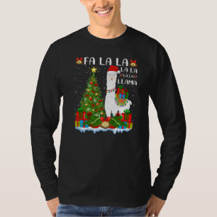 Fa La La Llama Xmas Tree Lighting Santa Llama Chri T-Shirt