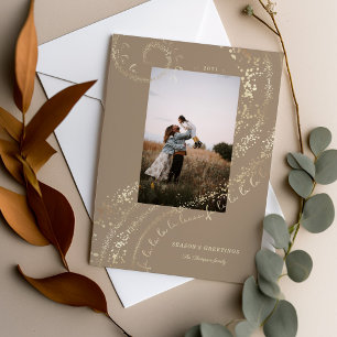 Fa La La Magical Gold Christmas Carol Song 1 Photo Holiday Card