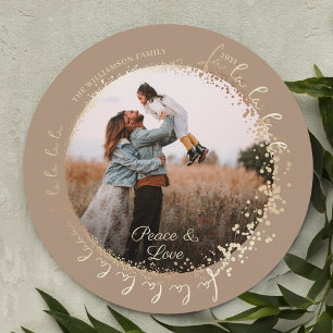 Fa La La Magical Gold Christmas Carol Song 1 Photo Holiday Card