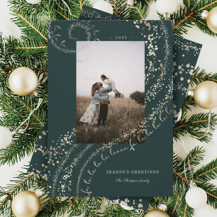 Fa La La Magical Gold Christmas Carol Song 1 Photo Holiday Card