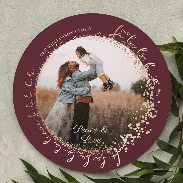 Fa La La Magical Gold Christmas Carol Song 1 Photo Holiday Card (Fa La La Magical Gold Christmas Carol Song 1 Photo Holiday Card)