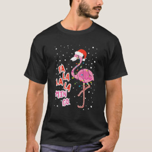 Fa La La Mingo Cute Pink Flamingo Santa Hat Merry T-Shirt