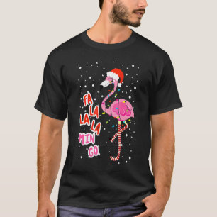 Fa La La Mingo Cute Pink Flamingo Santa Hat Merry  T-Shirt