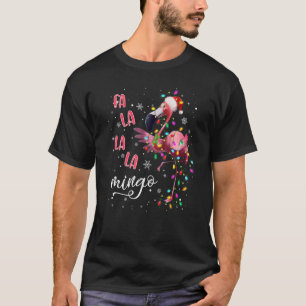 Fa la la Mingo Cute Pink Flamingo Santa Hat Merry T-Shirt