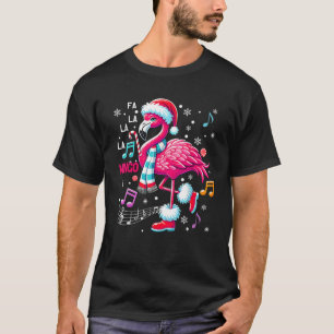 Fa La La Mingo Flamingo Candy Cane Christmas Music T-Shirt