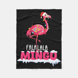 Fa La La Mingo Flamingo Christmas Cute Red Hat Fleece Blanket