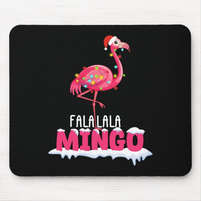 Fa La La Mingo Flamingo Christmas Cute Red Hat  Mouse Pad (Front)