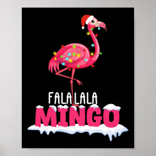 Fa La La Mingo Flamingo Christmas Cute Red Hat Poster