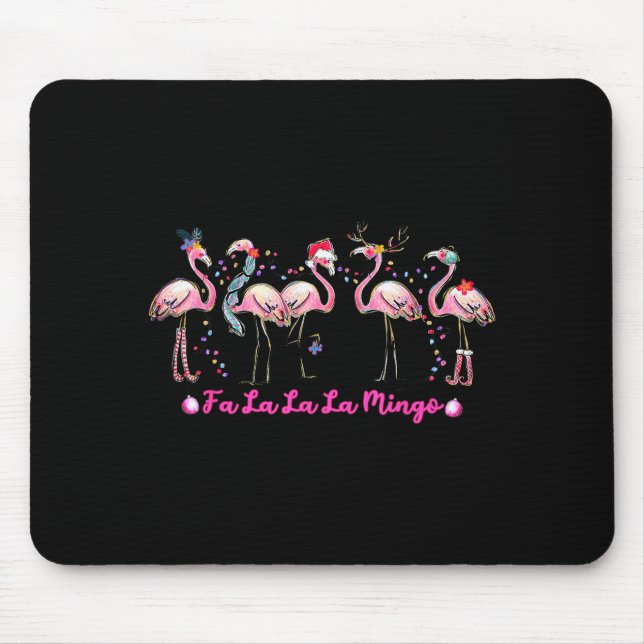 Fa La La Mingo Flamingo Christmas Tree Lights Troc Mouse Pad (Front)