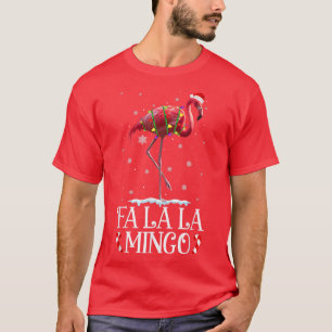 Fa La La Mingo Flamingo Christmas Tree Lights Trop T-Shirt