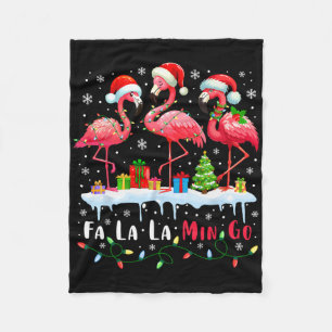 Fa La La Mingo Flamingo Christmas Tropical Xmas Tr Fleece Blanket