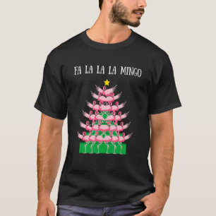 Fa La La Mingo Pink Flamingo Christmas Tree Lights T-Shirt